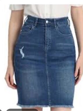 Royalty Denim Mid Rise Raw Hem Jean Skirt Size 10